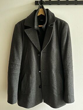 Simons Dark Charcoal Peacoat - Men's Tailored Wool Blend